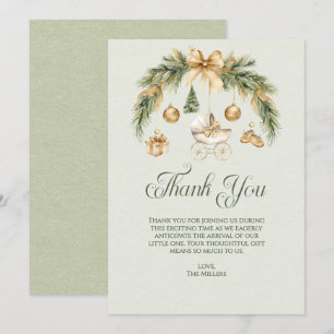 Christmas Watercolor Greenery Winter Baby Shower Thank You Card