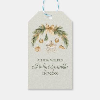 Christmas Watercolor Greenery Winter Baby Sprinkle Gift Tags