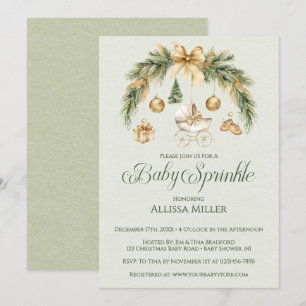 Christmas Watercolor Greenery Winter Baby Sprinkle Invitation