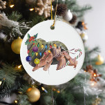 Christmas Watercolor Hermit Crab Crustaceancore Ceramic Tree Decoration<br><div class="desc">This design may be personalized by choosing the Edit Design option. You may also transfer onto other items. Contact me at colorflowcreations@gmail.com or use the chat option at the top of the page if you wish to have this design on another product or need assistance with this design. See more...</div>