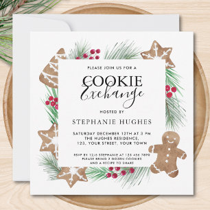 Christmas Watercolor Holiday Cookie Exchange Invitation