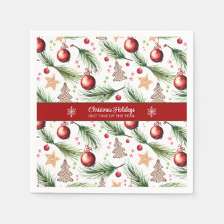 Christmas Watercolor Holidays Decoration Pattern Napkin