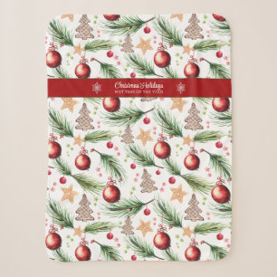 Christmas Watercolor Holidays Decoration Pattern Sherpa Blanket