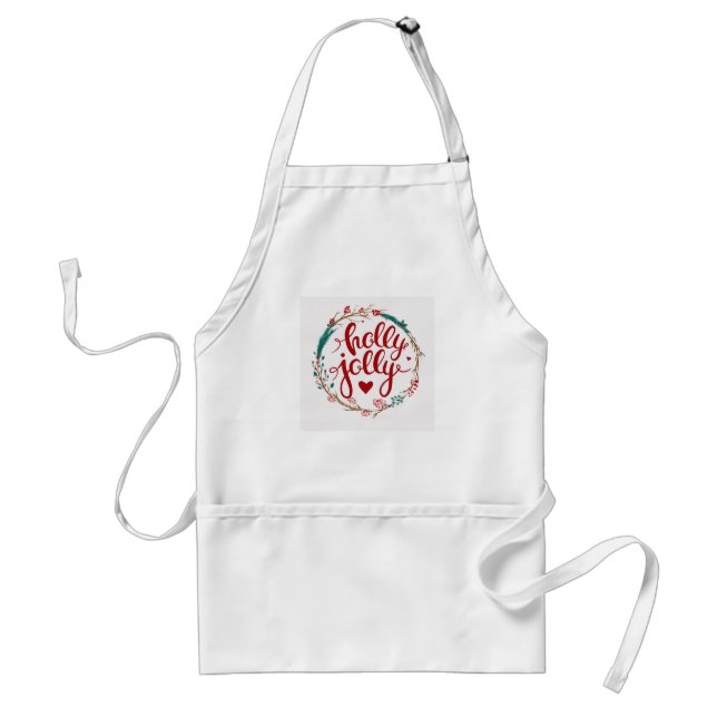 Christmas | Watercolor - Holly Jolly Wreath Standard Apron (Front)