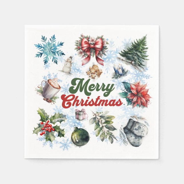 Christmas Watercolor Napkin (Front)