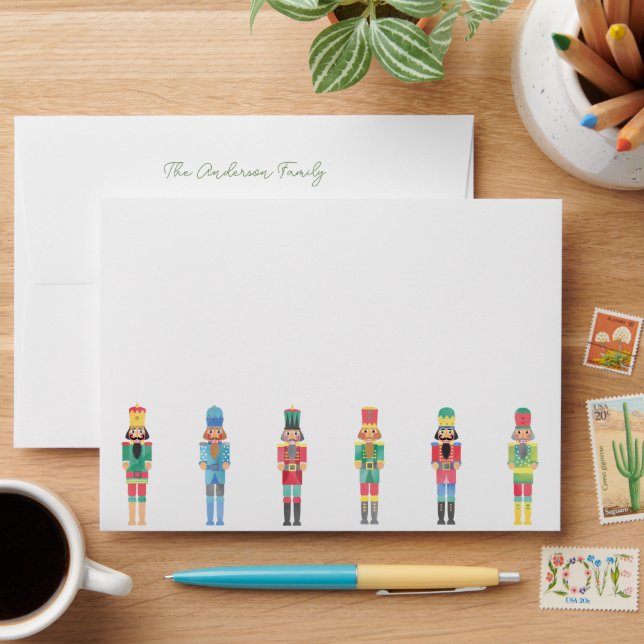 Christmas watercolor nutcrackers envelope (Desk)