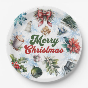 Christmas Watercolor Paper Plate