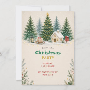 Christmas Watercolor Party Invitation