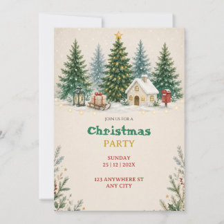 Christmas Watercolor Party Invitation