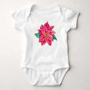 Christmas Watercolor Poinsettia Flower-74545 Baby Bodysuit