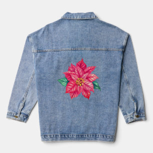 Christmas Watercolor Poinsettia Flower-74545 Denim Jacket