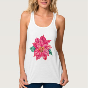 Christmas Watercolor Poinsettia Flower-74545 Singlet