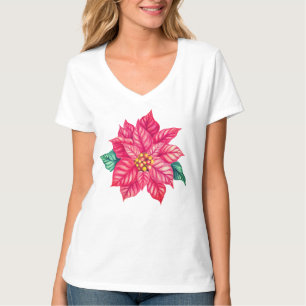 Christmas Watercolor Poinsettia Flower-74545 T-Shirt
