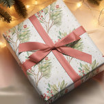 Christmas Watercolor Red Holly Greenery Wrapping Paper<br><div class="desc">This design features a merry Christmas greeting with red and green holly berries,  and greenery,  a watercolor,  winter,  festive pattern,  Christmas wrapping paper,  perfect for holiday gifts and crafting.</div>