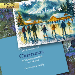 Christmas Watercolor Resort Ice Skating