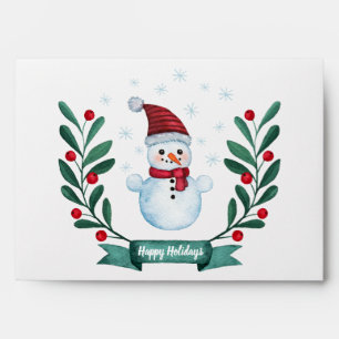 Christmas Watercolor Snowman Custom Envelope