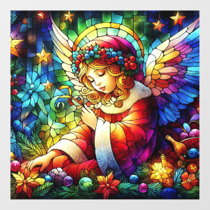 Christmas Watercolor Stained Glass Window Cling