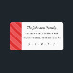 Christmas Watercolor Stripe Custom Address Labels<br><div class="desc">Red watercolor stripes with customisable address.  Corresponds to</div>