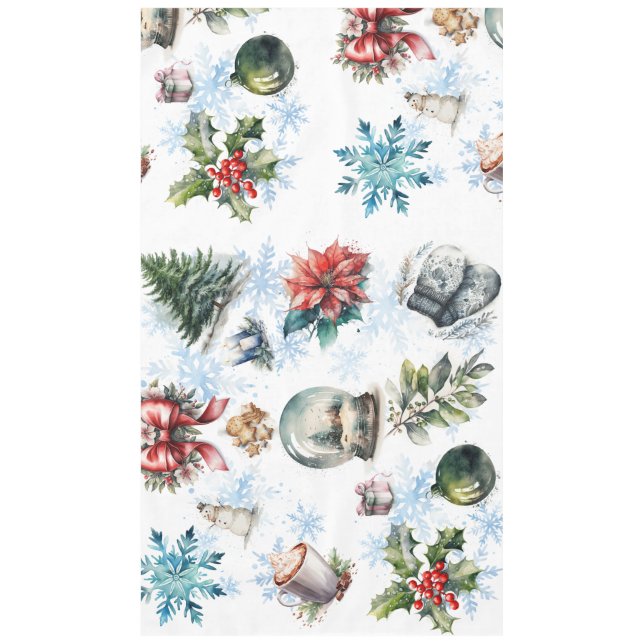 Christmas Watercolor  Tablecloth (Front)