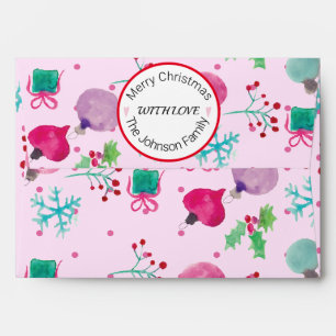 Christmas Watercolor Theme Holiday Envelope