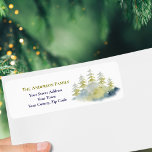 Christmas Watercolor Winter Forest Trees Name<br><div class="desc">Christmas Watercolor Moss Green & Navy Winter Forest Fir Trees Name & Return Address Label.</div>
