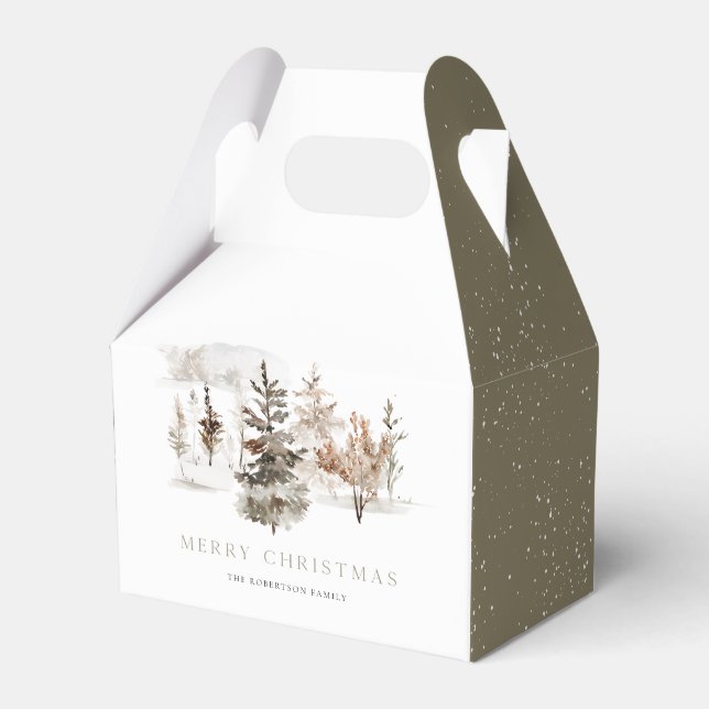 Christmas Watercolor Winter Landscape Favour Box (Front Side)