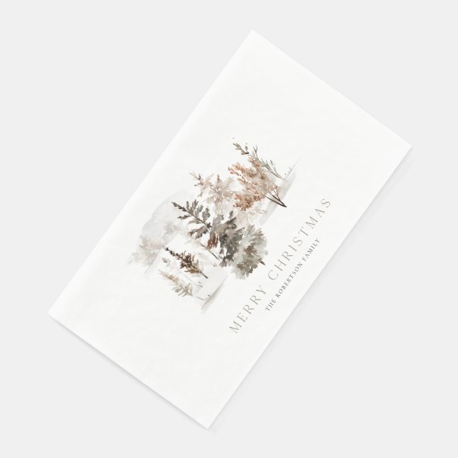 Christmas Watercolor Winter Landscape Napkin (Corner)