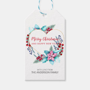 Christmas Watercolor Wreath Gift Tags