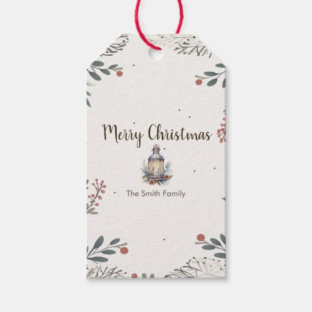 Christmas Watercolour Greetings  Gift Tags (Front)