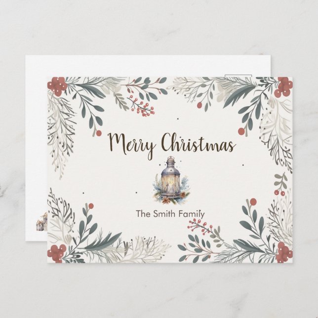 Christmas Watercolour Greetings  Postcard (Front/Back)