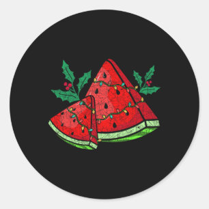 Christmas Watermelon Tropical Summer Christmas In Classic Round Sticker