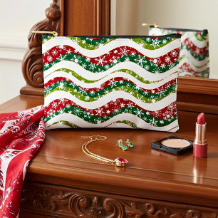 Christmas waves and snowflakes accessory pouch