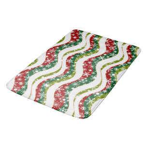 Christmas waves and snowflakes bath mat