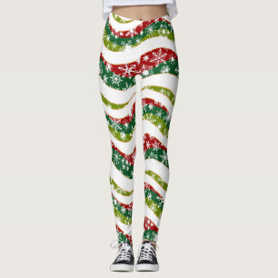 Christmas waves and snowflakes  leggings