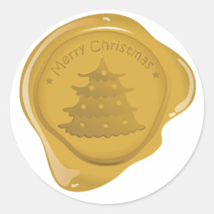 Christmas wax seal icon - christmas tree
