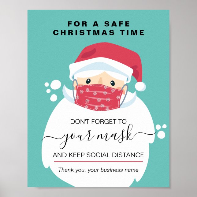 Christmas wear a mask safety sign masked Santa (Front)
