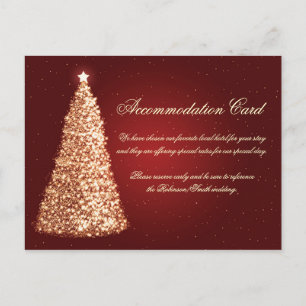 Christmas Wedding Accommodation Gold Red Holiday Postcard