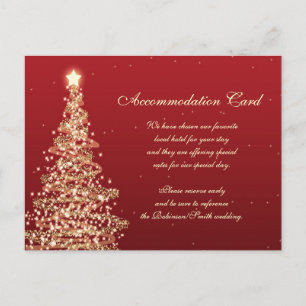 Christmas Wedding Accommodation Red Gold Postcard