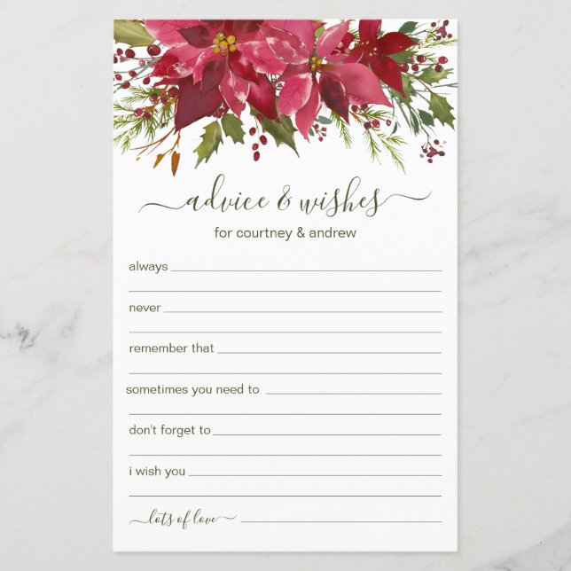 Christmas Wedding Advice and Wishes (Front)