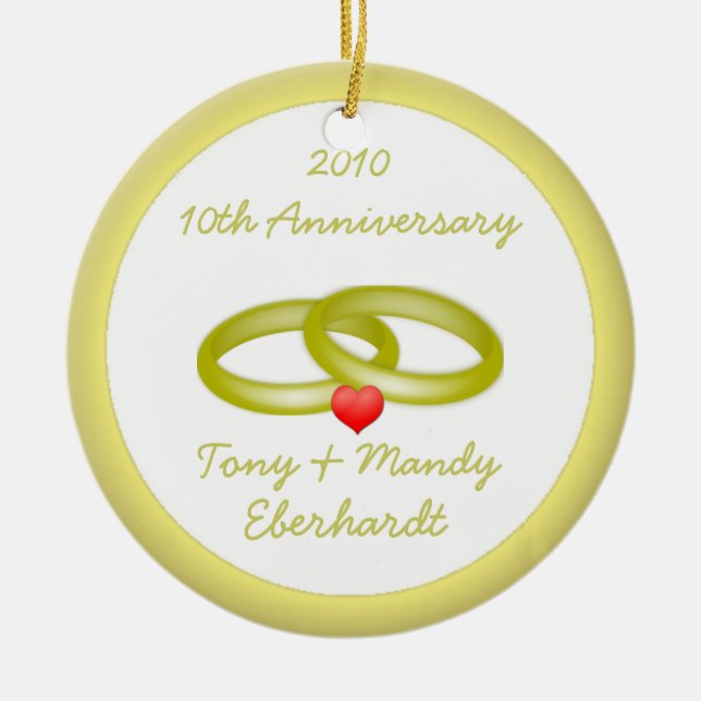 Christmas/Wedding Anniversary Ceramic Tree Decoration (Front)