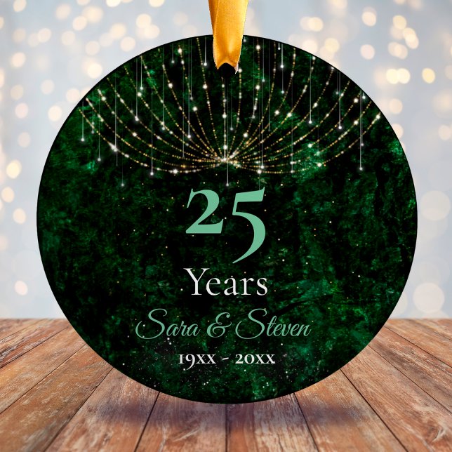 Christmas wedding anniversary green silver glitter ceramic tree decoration (Creator Uploaded)