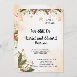 Christmas Wedding Anniversary Renewal Vows Invitat Invitation