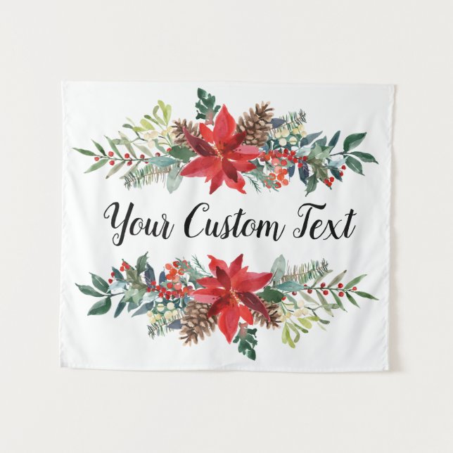 Christmas Wedding Back Drop, Holiday Photo Booth T Tapestry (Front (Horizontal))