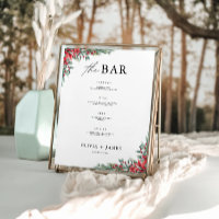 Christmas Wedding Bar Menu Sign Template