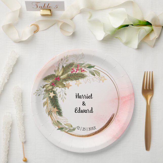 Christmas Wedding Bridal Wedding Reception Paper P Plate (Wedding)