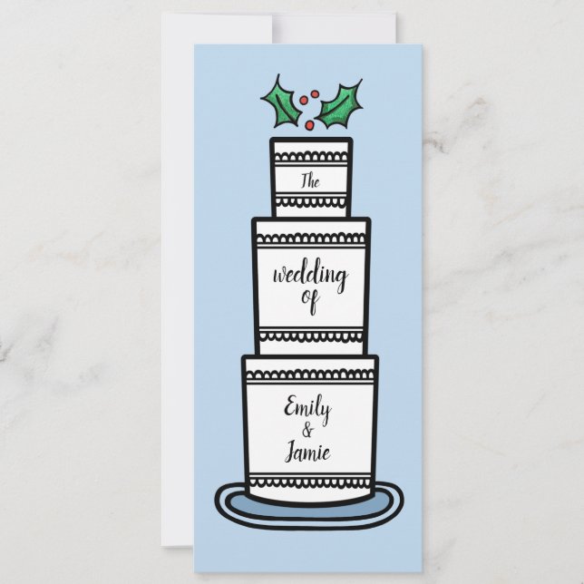 Christmas Wedding Cake Illustration  Invitation (Front)