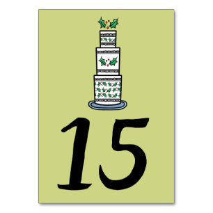 Christmas Wedding Cake Illustration Table Number
