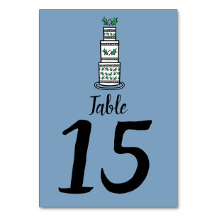 Christmas Wedding Cake Illustration Table Number