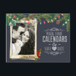 Christmas Wedding Chalkboard Save the Date Announcement Postcard<br><div class="desc">Christmas Wedding Chalkboard Save the Date with Photo</div>