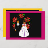 Christmas Wedding Couple With Wreath In Pink Gold Holiday Card (Front/Back)